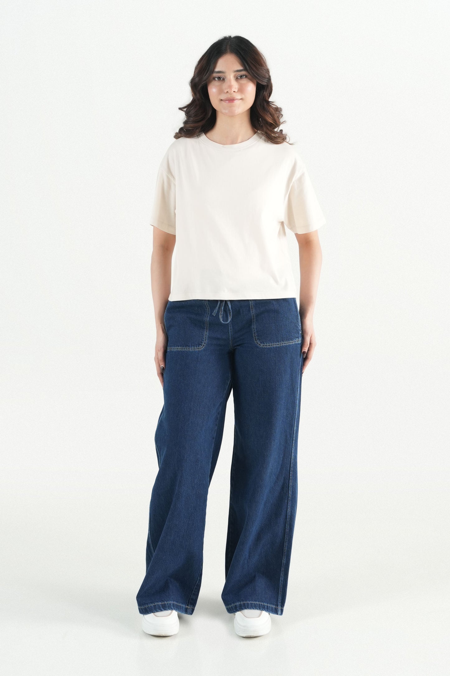 Denim Pintuck Trousers