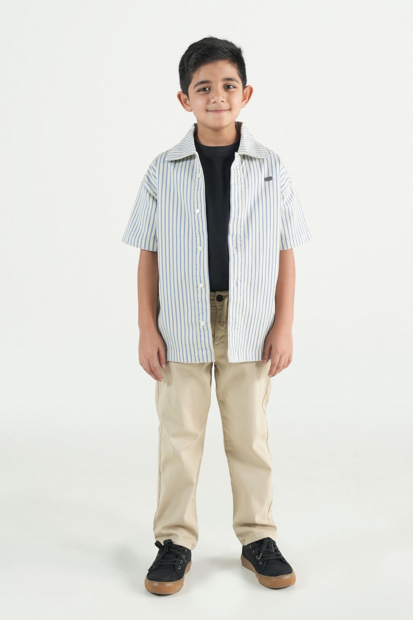 Summer Strip Button Down Shirt-Off White