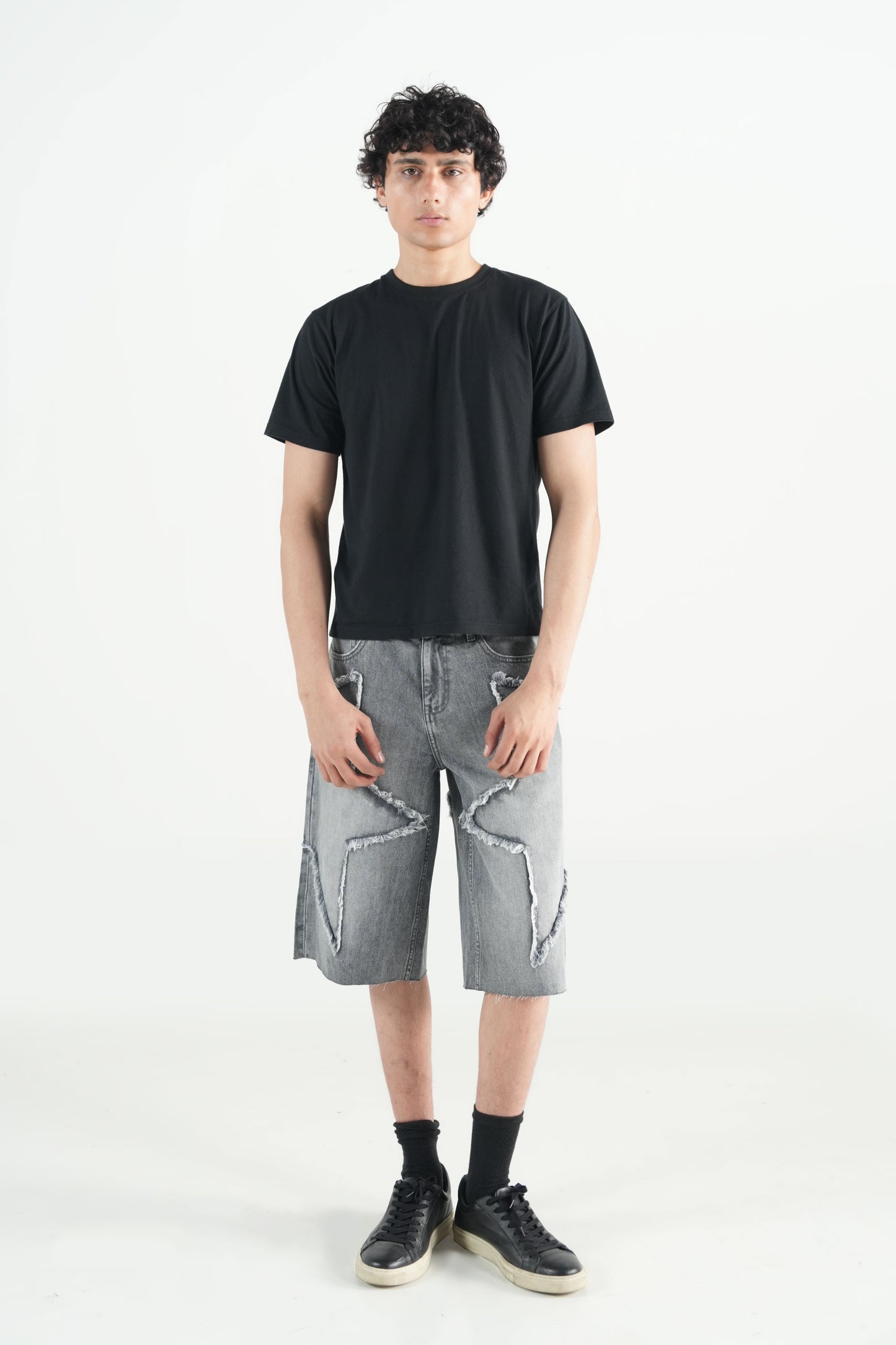 Star Patch Jorts Light Grey