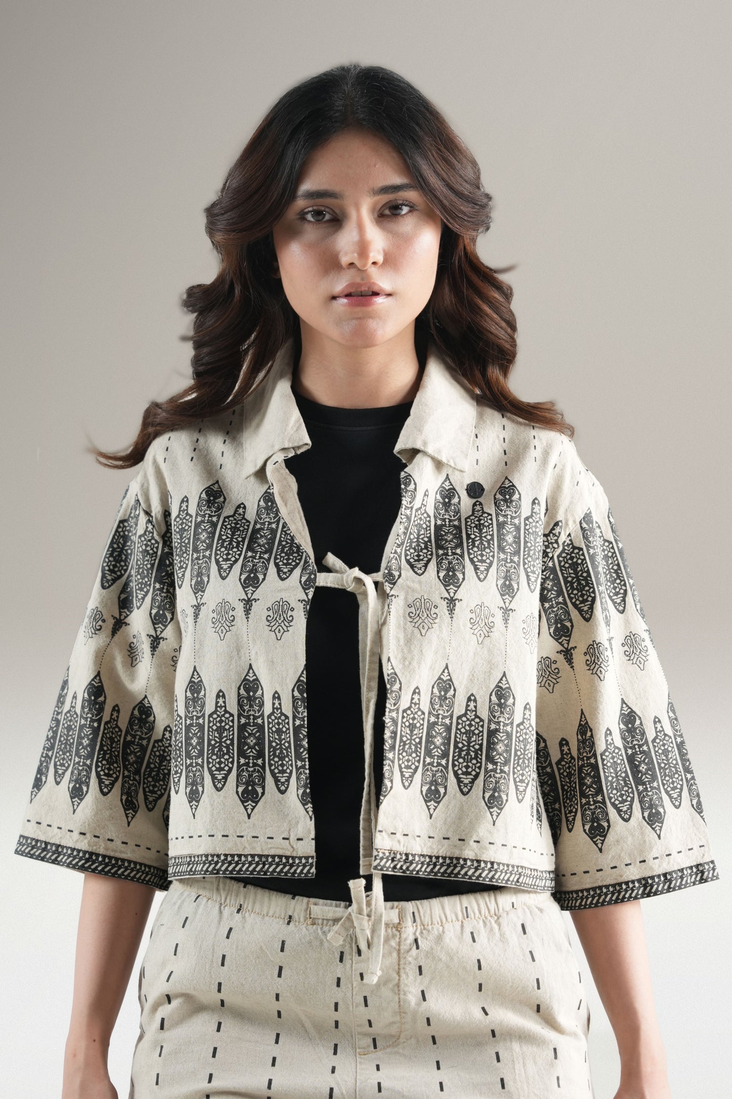 Nomad Block Print Cropped Shirt