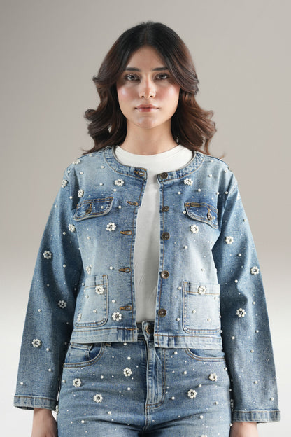 Pearl Blossom Denim Jacket