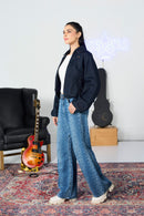 Dark Blue Balloon Bomber Jacket