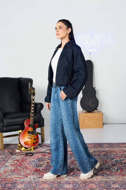 Dark Blue Balloon Bomber Jacket shop at Rockstar Jeans