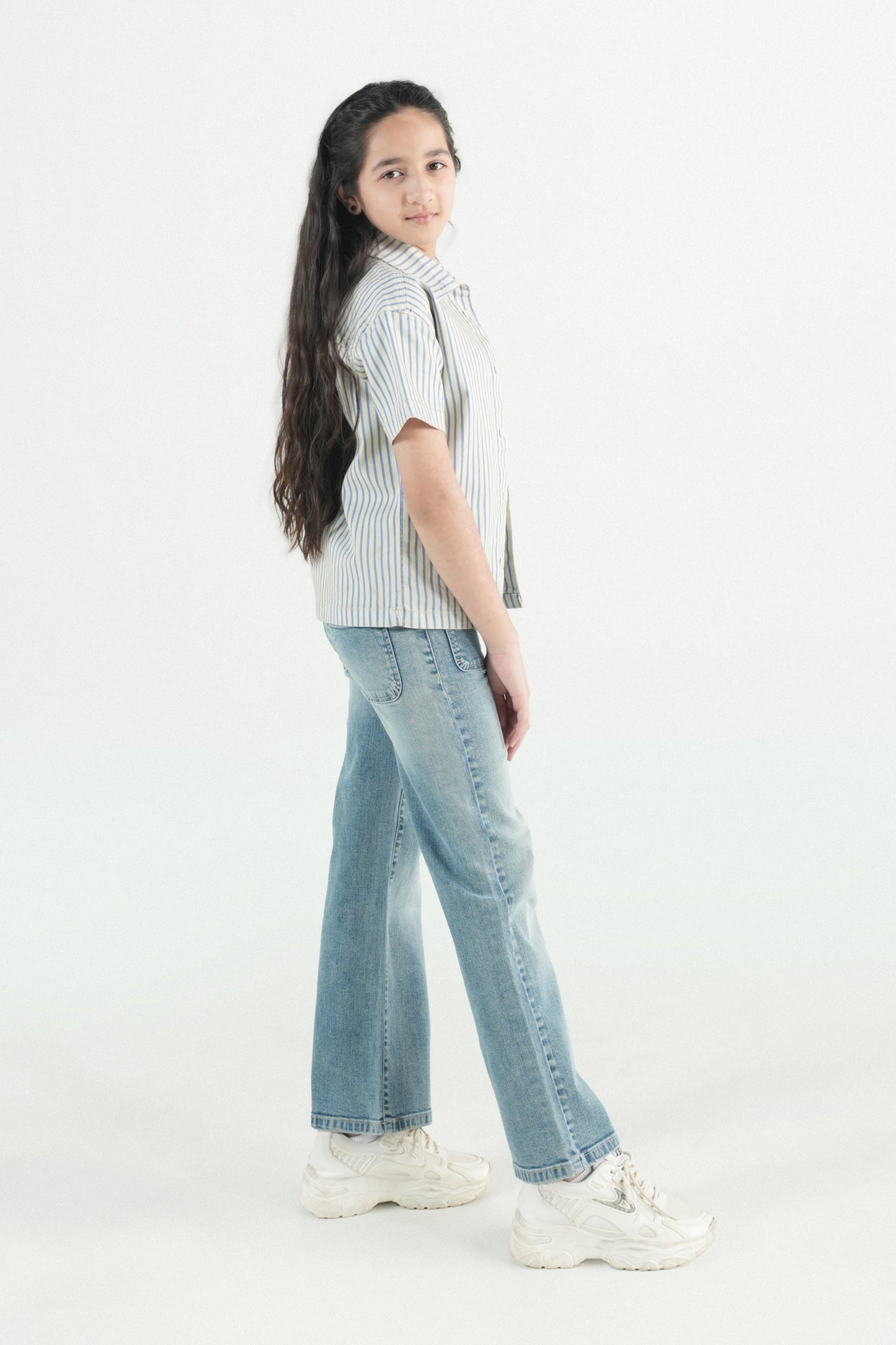 Button Down Summer Stripe Shirt –  White