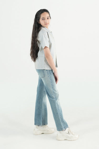 Button Down Summer Stripe Shirt –  White