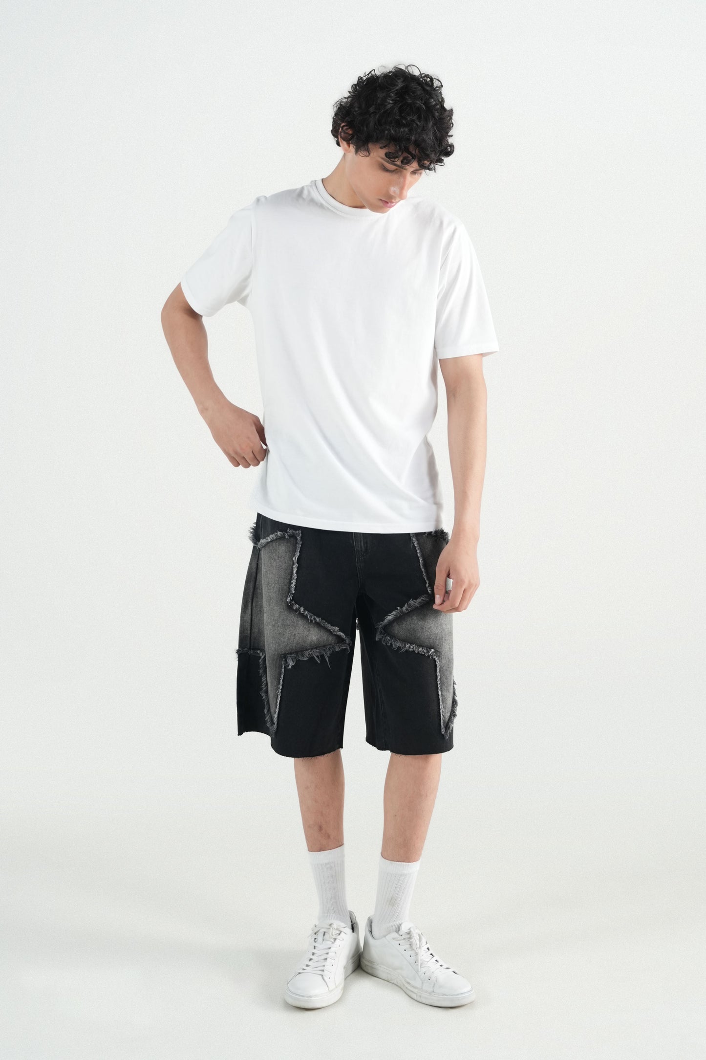 Star Patched Washed Jorts