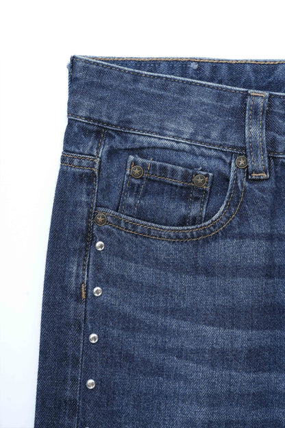 Mid Rise Wide Leg Stud Jeans