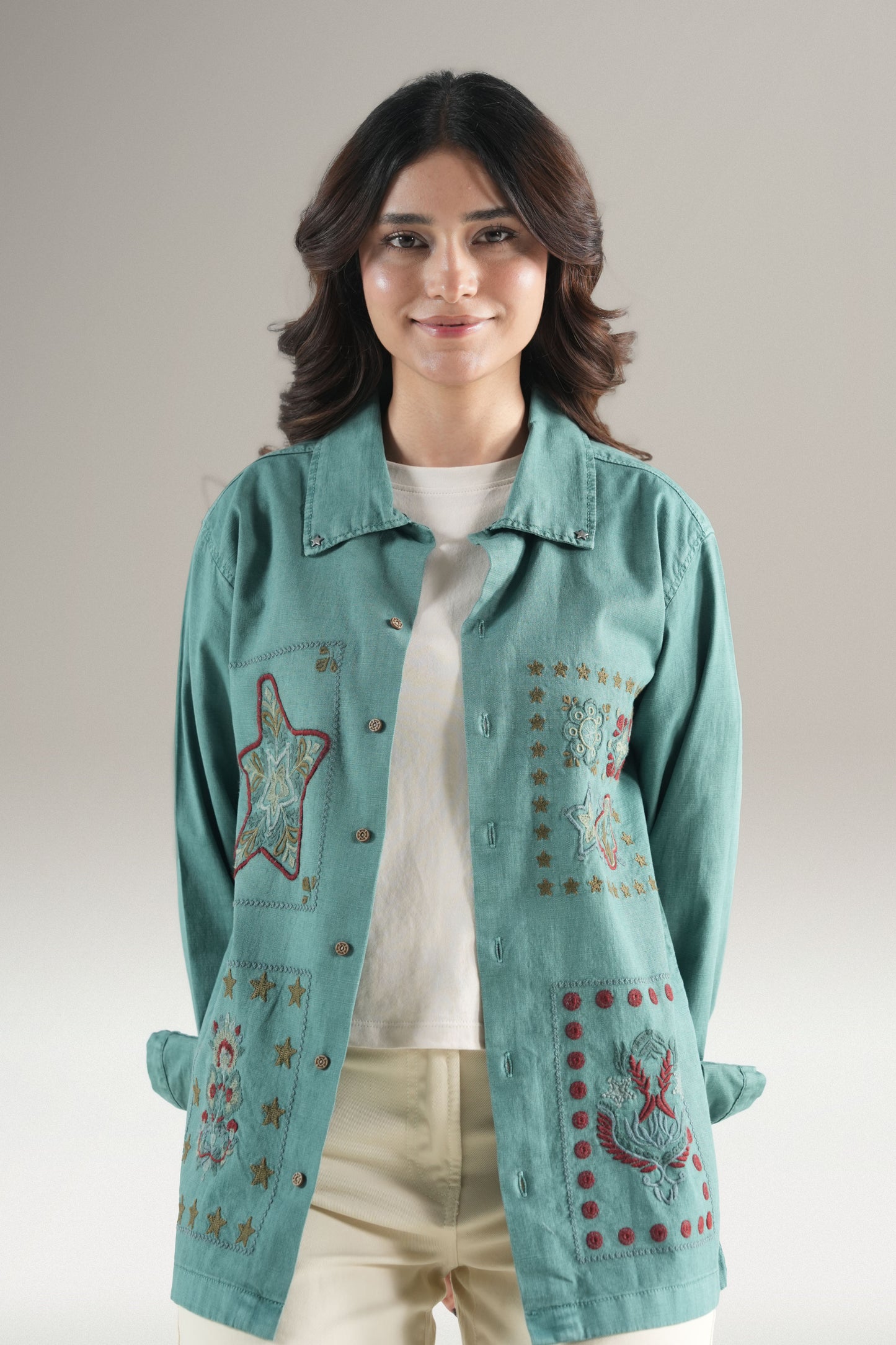 Women Truck Star  Aqua Shirt