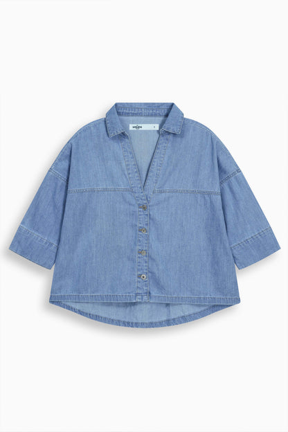 Wide Sleeve Denim Shirt