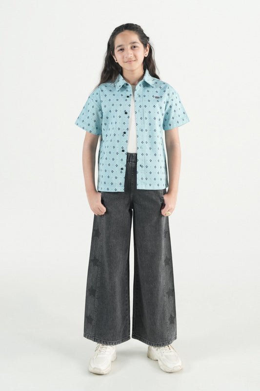 Everyday Mini Print Shirt – Sky Blue