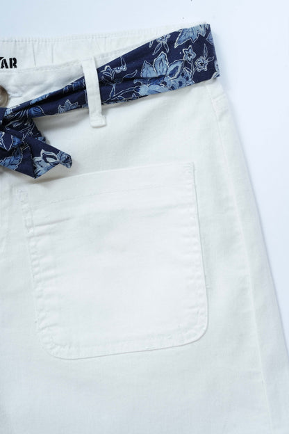Stretch Patch Pocket Shorts White