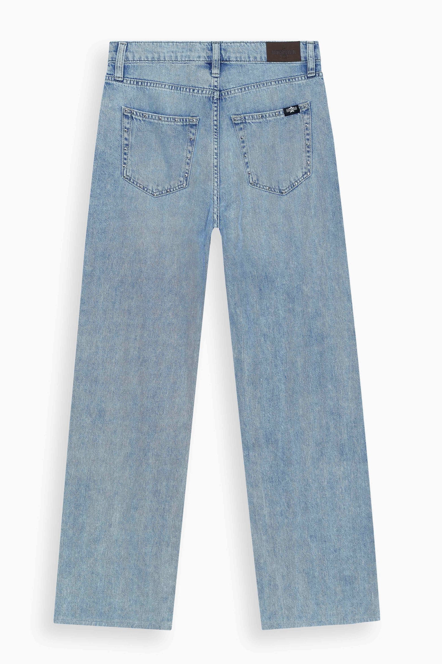High Rise Wide Leg Stud Jeans