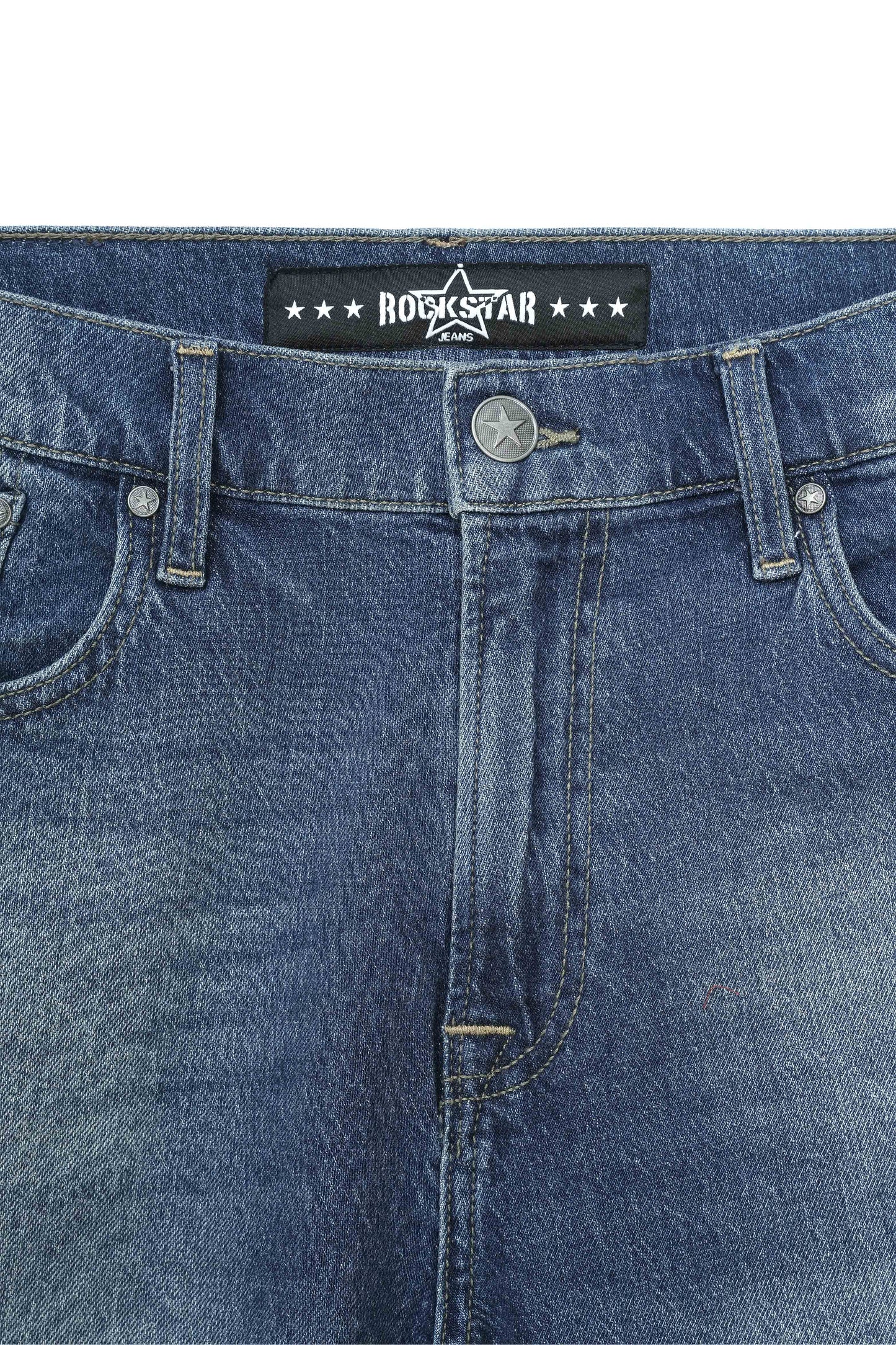 Baggy Fit Denim Short Dark Blue