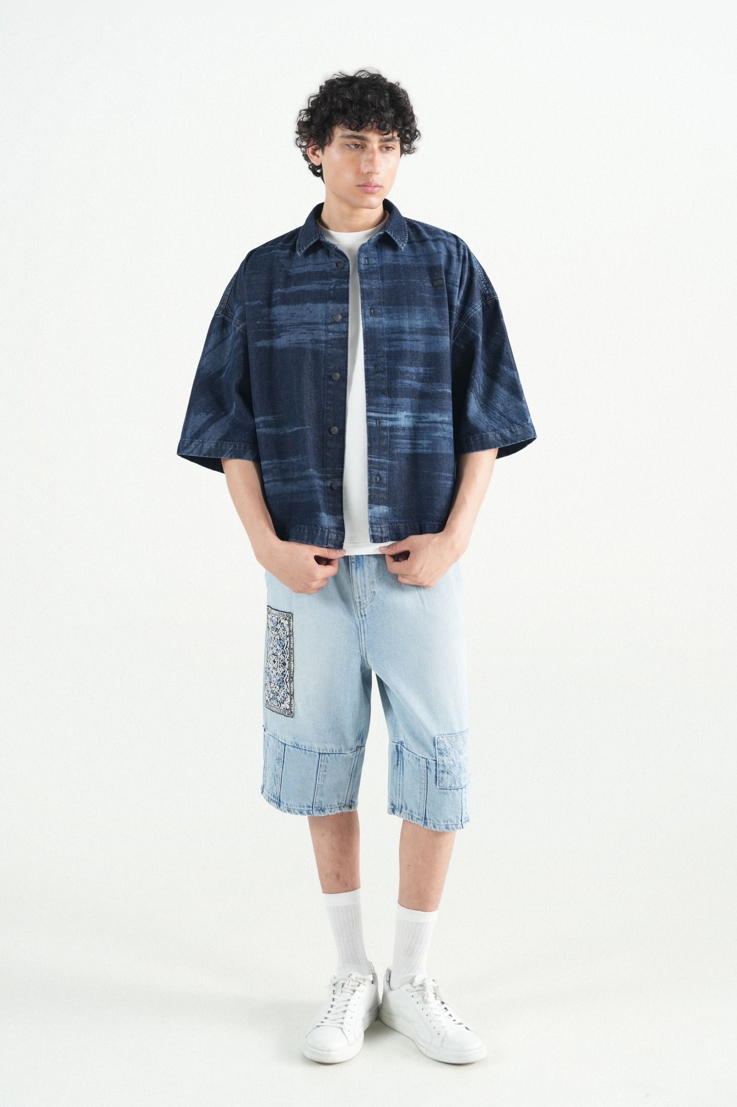 Dark Indigo Button Down Over Size Shirt