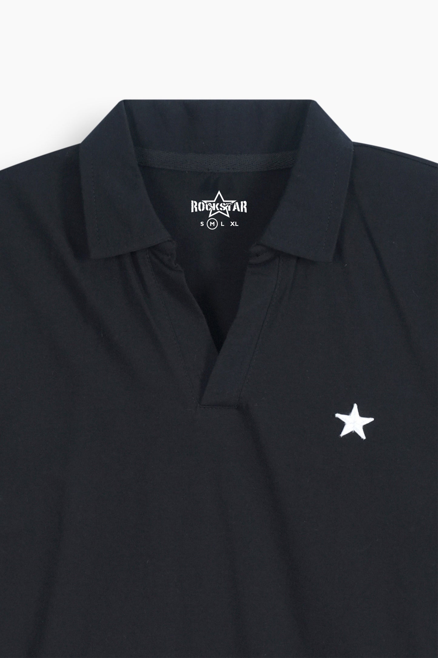Relaxed V-Neck Polo Black