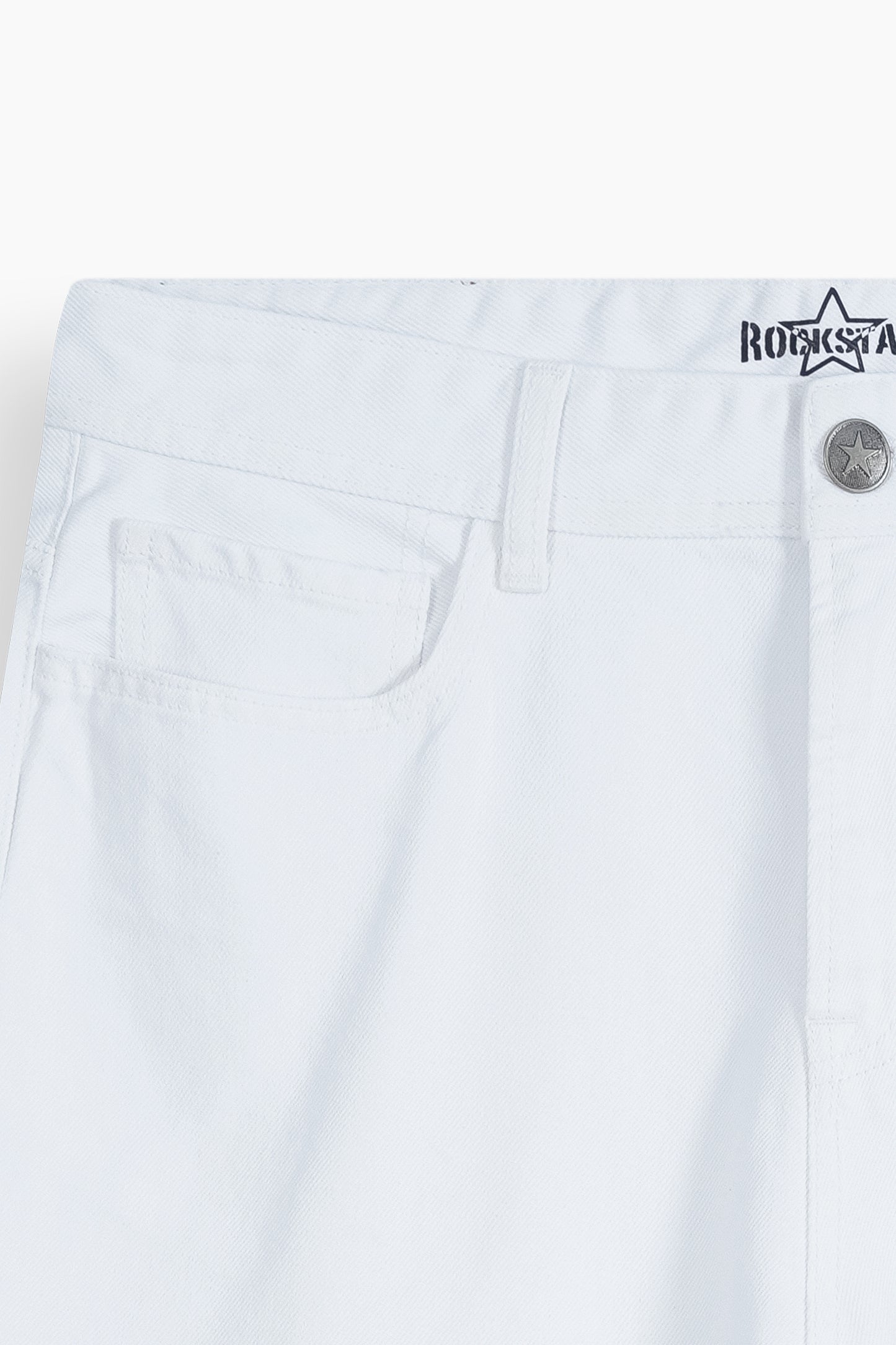 Baggy White Denim Carpenter Shorts