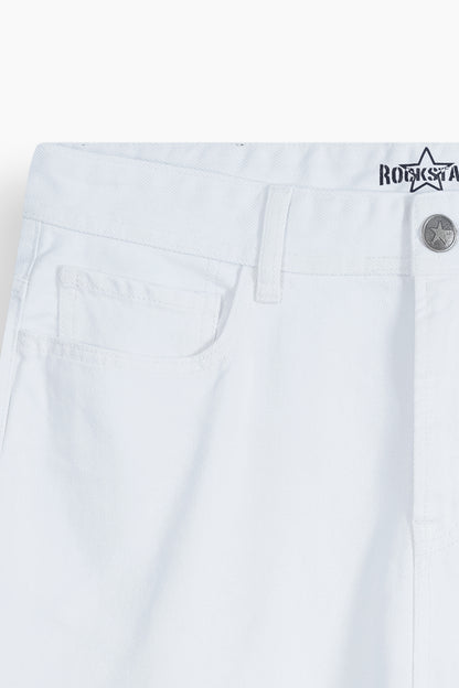 Baggy White Denim Carpenter Shorts
