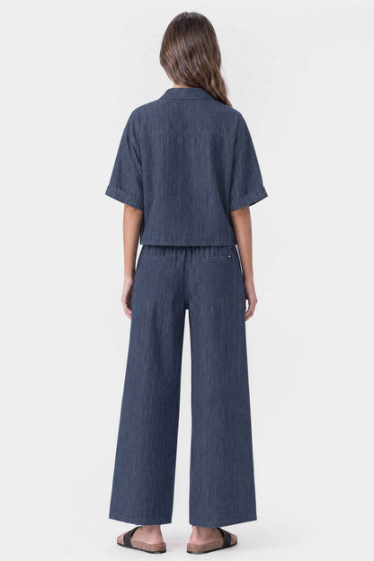 Relaxed Drape Denim Shirt Dark Blue