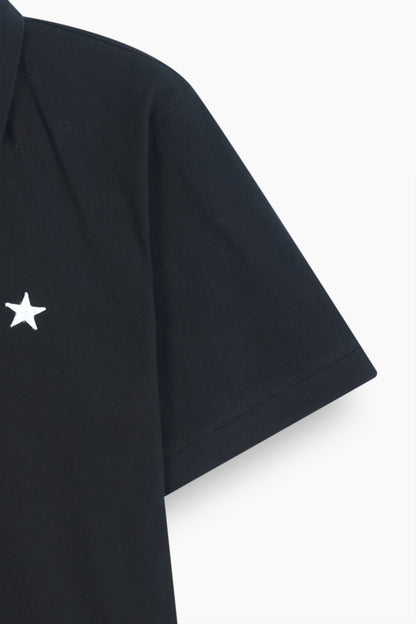 Relaxed V-Neck Polo Black