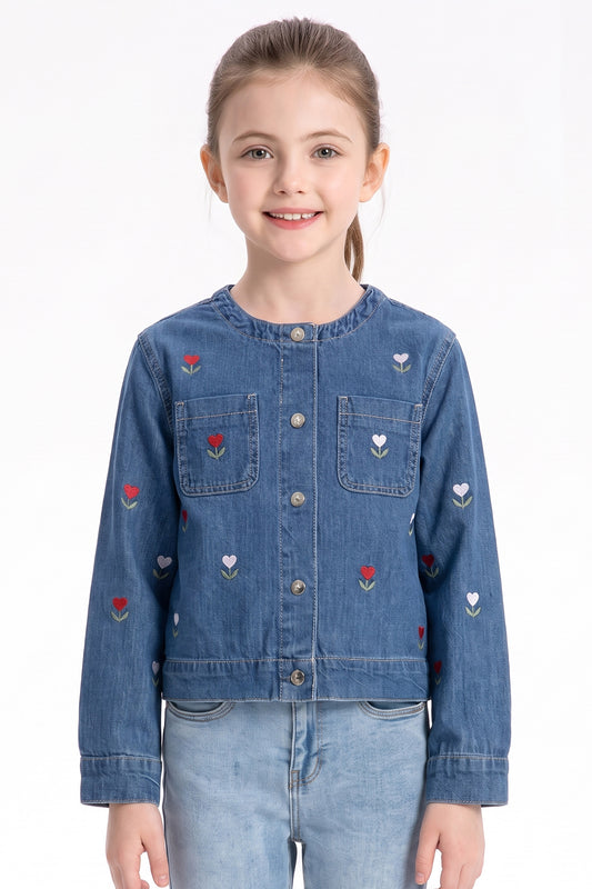 Heart Floral Embroidered Jacket