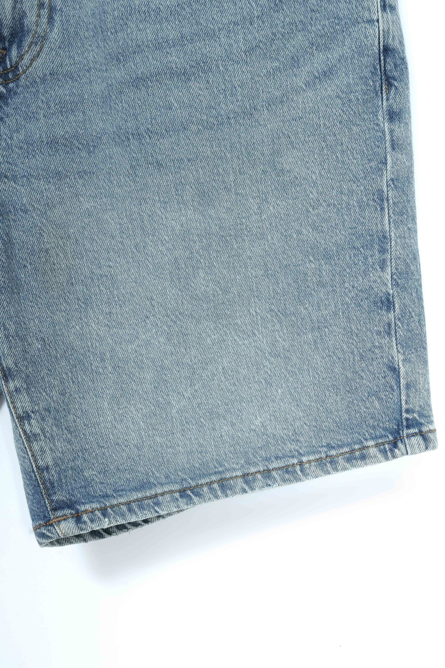 Baggy Fit Denim Shorts Light Blue