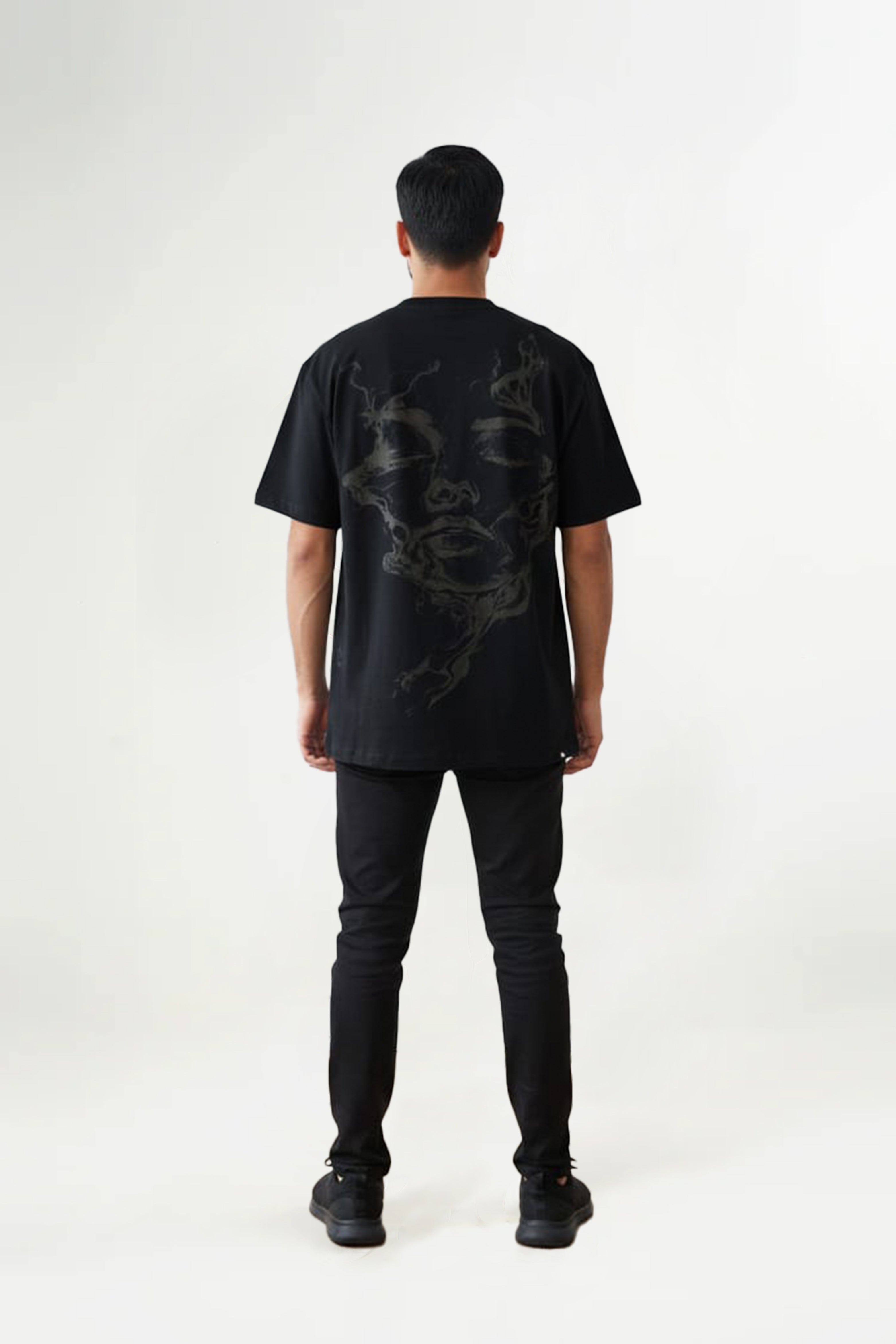 Smoky Print With Embroidery  Oversized T-Shirt