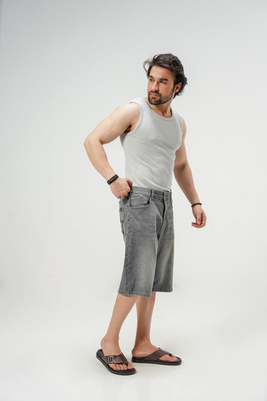 Grey Denim Jorts shop at rockstar jeans