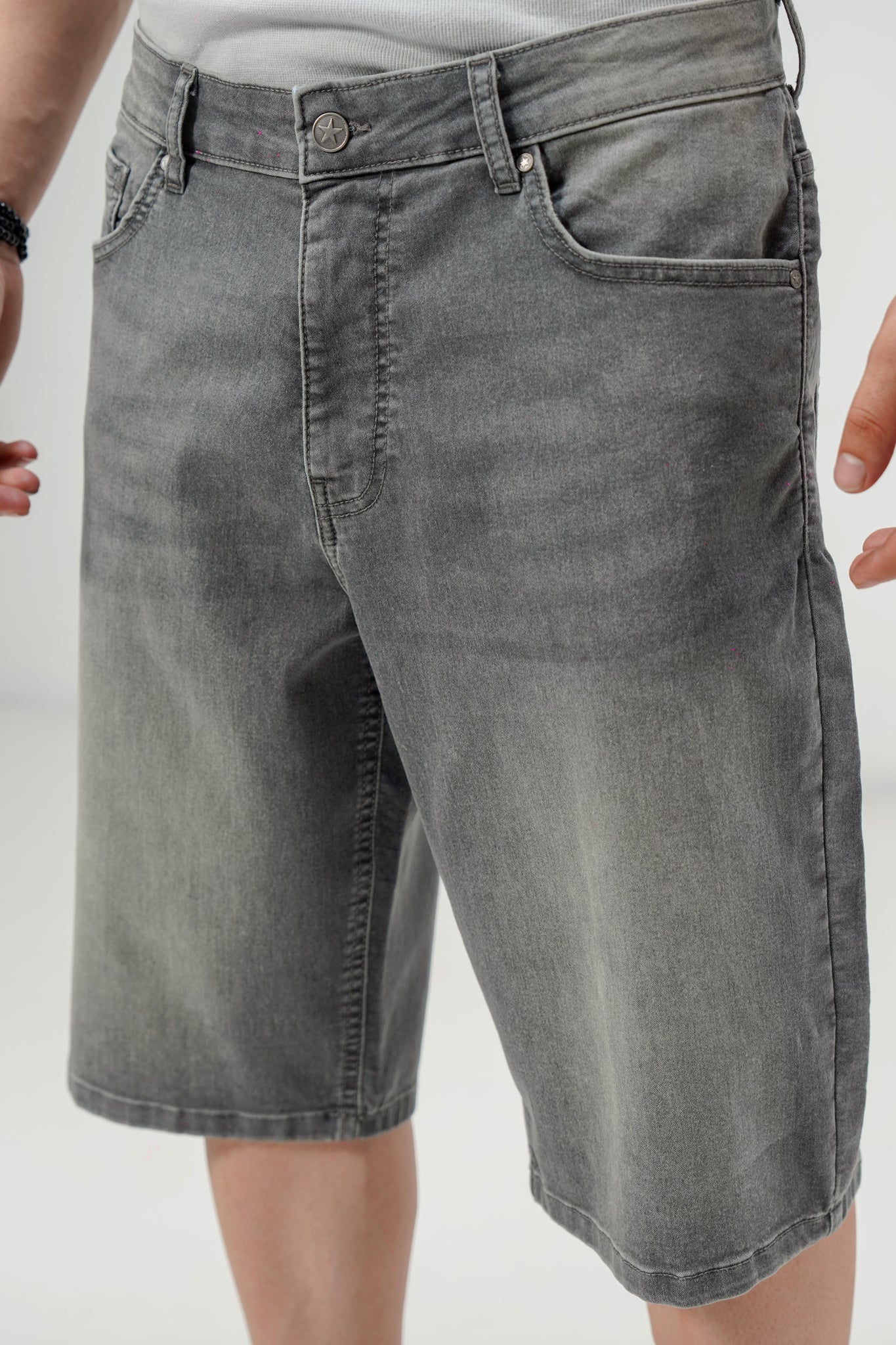 Grey Denim Jorts shop at rockstar jeans