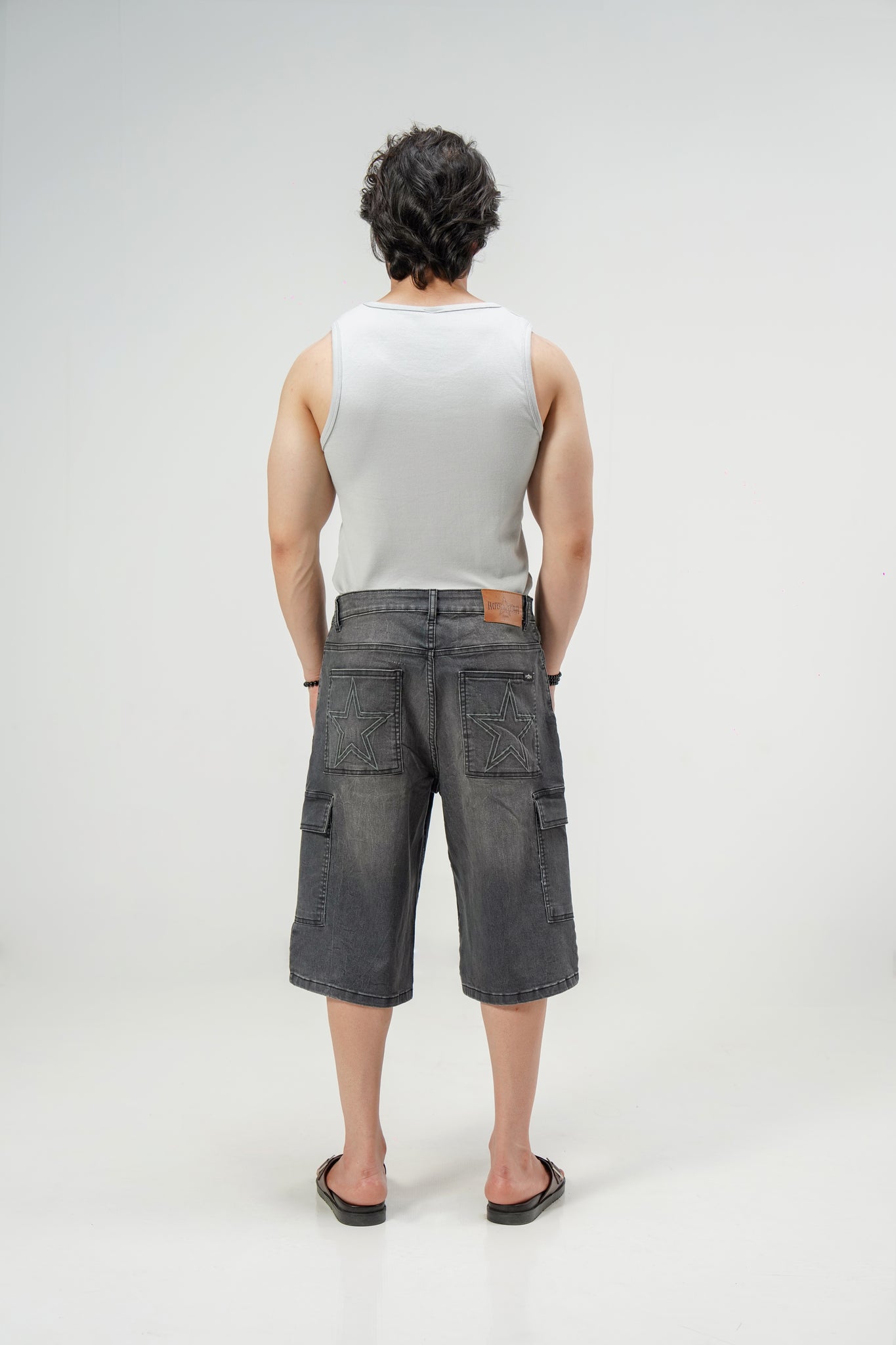 Grey Cargo Denim Jorts shop at Rockstar Jeans