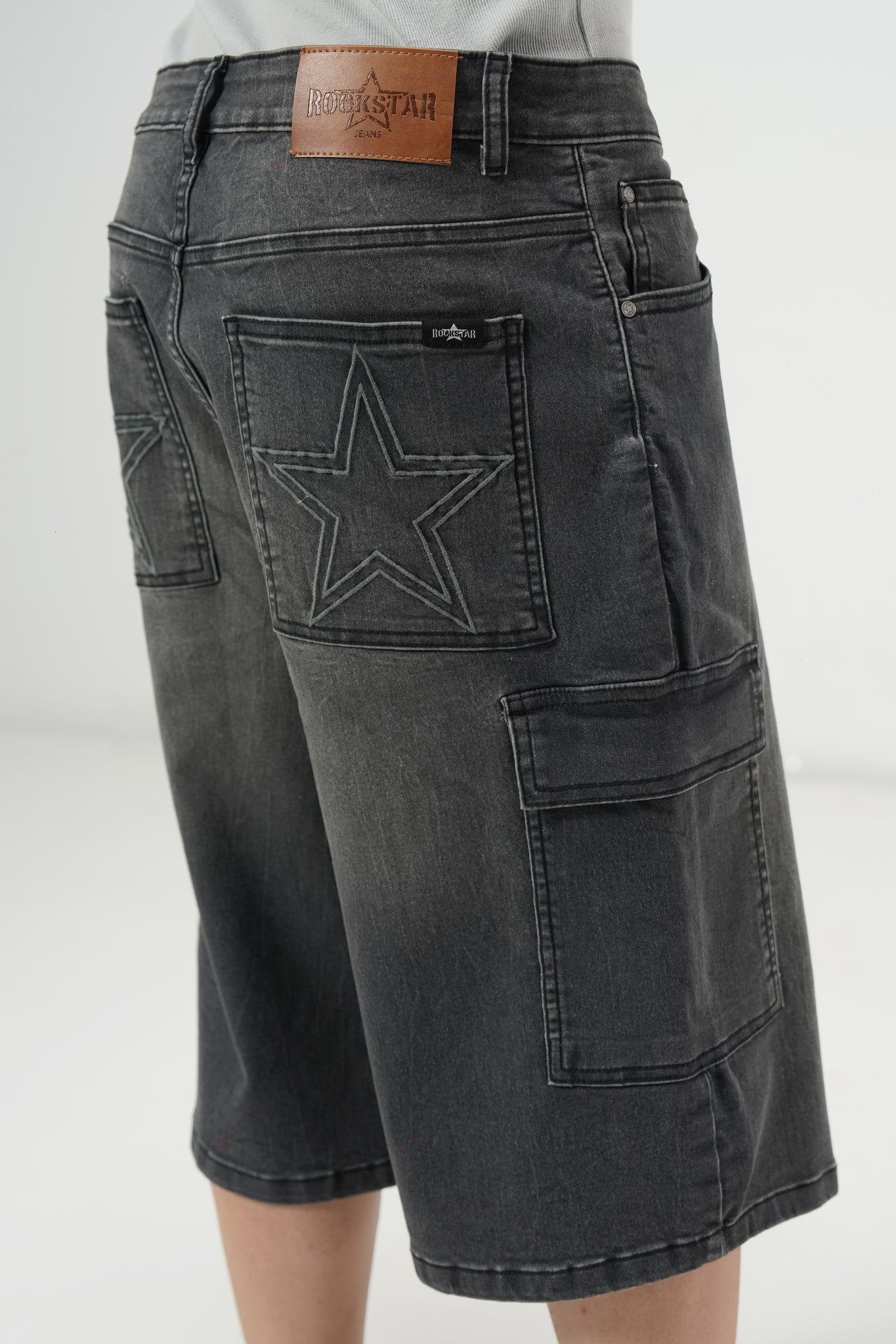 Grey Cargo Denim Jorts