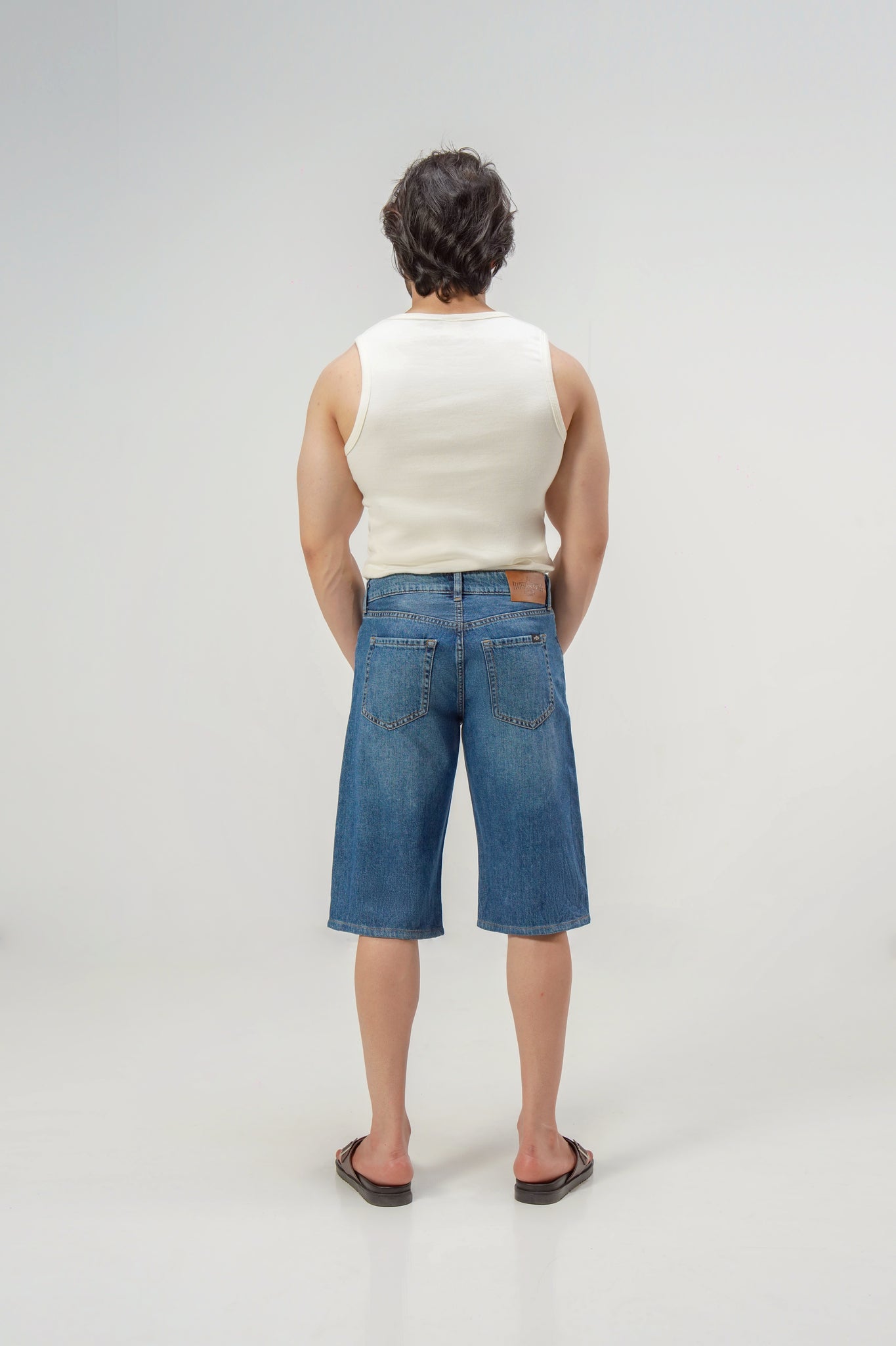 Dark Blue Baggy Denim Shorts shop at rockstar jeans