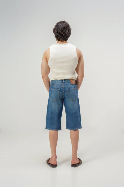 Dark Blue Baggy Denim Shorts shop at rockstar jeans