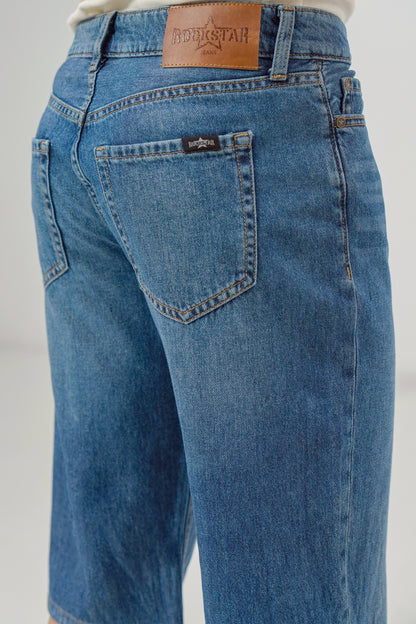 Dark Blue Baggy Denim Shorts shop at Rockstar Jeans