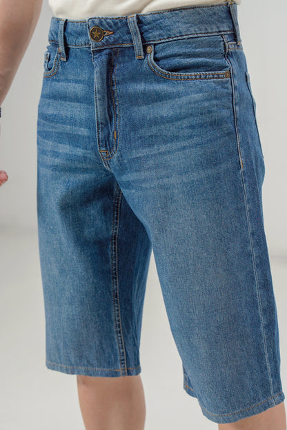 Dark Blue Baggy Denim Shorts shop at rockstar jeans