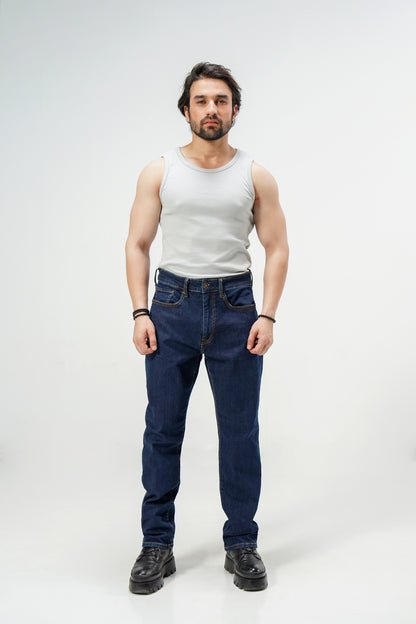 Lightweight Straight Jeans Dark Blue