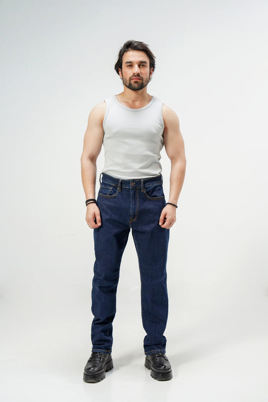 Lightweight Straight Jeans Dark Blue