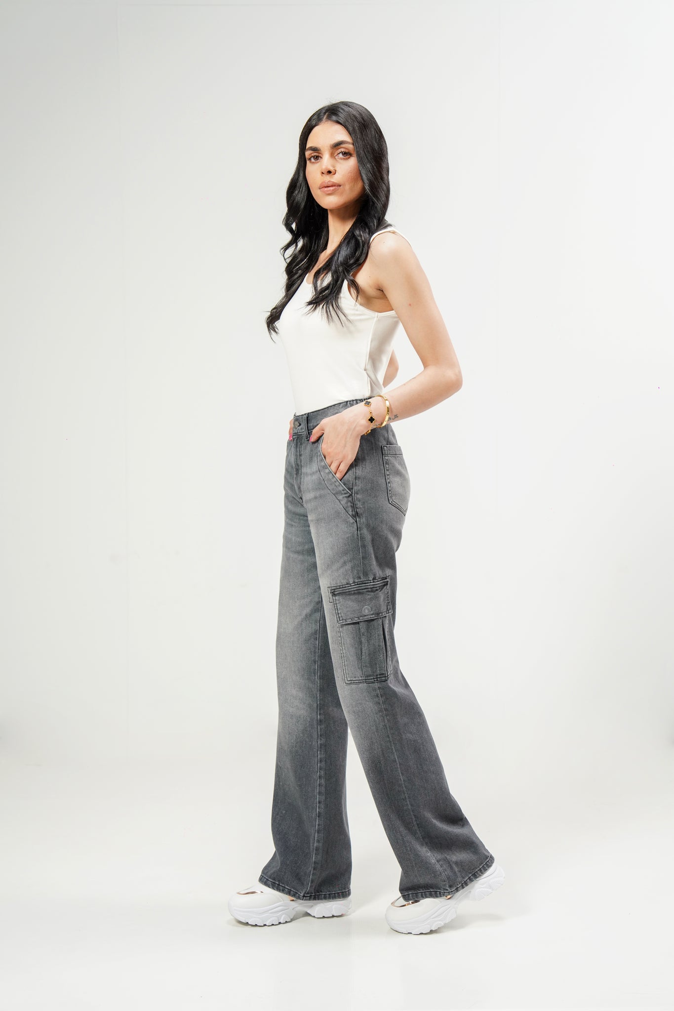 High Rise Wide Leg Cargo