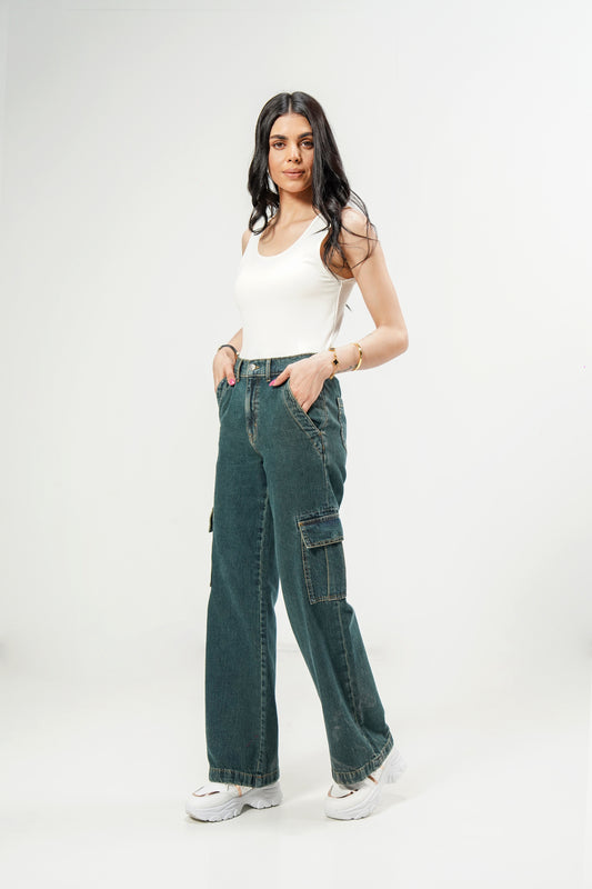 High Rise Wide Leg Cargo Vintage shop at Rockstar Jeans