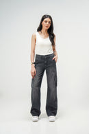 High Rise Wide Leg Cargo Grey