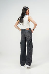 High Rise Wide Leg Cargo Grey
