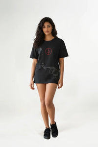 Smoky Print With Embroidery  Oversized T-Shirt