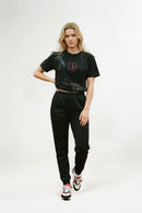 Smoky Print With Embroidery  Oversized T-Shirt
