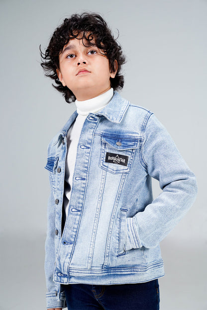 Boys Denim Trucker Jacket Acid Random Light Blue