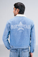 Light Denim Jacket With Sherpa