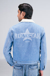 Light Denim Jacket With Sherpa