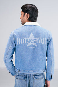 Light Denim Jacket With Sherpa shop at Rockstar Jeans