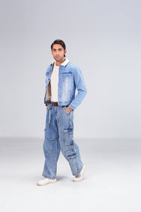 Light Denim Jacket With Sherpa shop at Rockstar Jeans