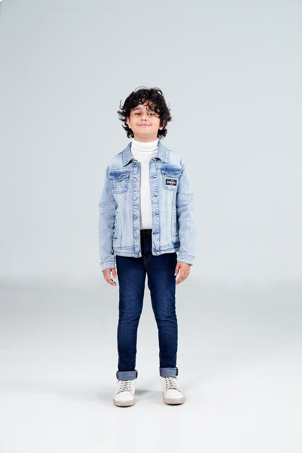 Boys Denim Trucker Jacket Acid Random Light Blue shop at Rockstar Jeans