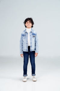 Boys Denim Trucker Jacket Acid Random Light Blue