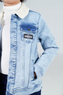 Denim Sherpa Jacket Acid Random Light Blue